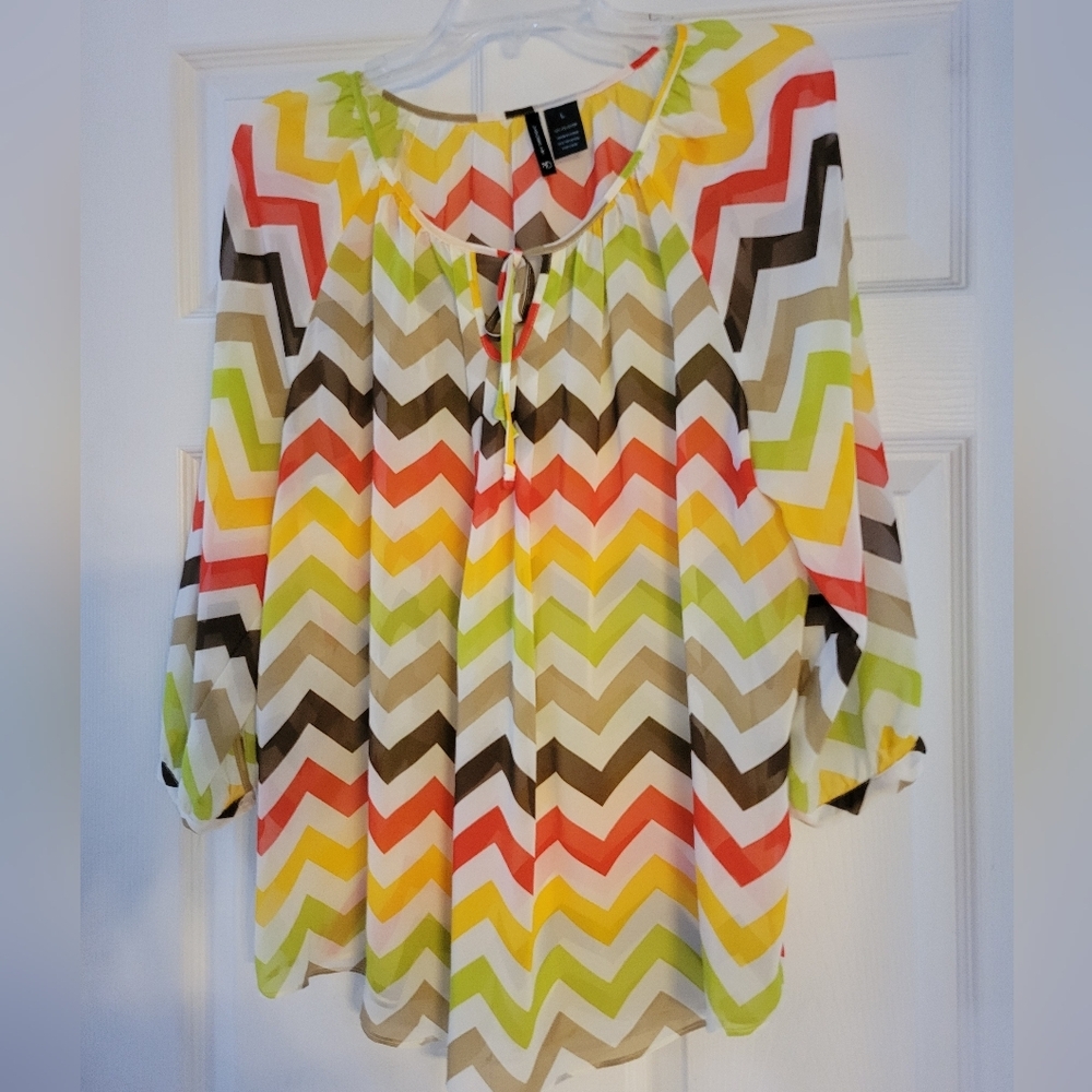 New Direction Chevron print top